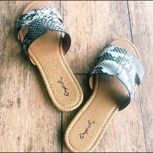 Qupid Snakeskin Sandals